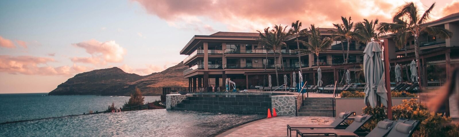 Oceanfront architecture and infinity pool